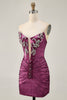 Load image into Gallery viewer, Sparkly Golden Short Strapless Tight Prom Dress with Beading