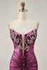 Load image into Gallery viewer, Sparkly Golden Short Strapless Tight Prom Dress with Beading