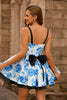 Load image into Gallery viewer, White Fuchsia A Line Floral Short Corset Prom Dress with Bow