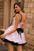 Load image into Gallery viewer, White Blue Corset A Line Short Floral Prom Dress with Bow