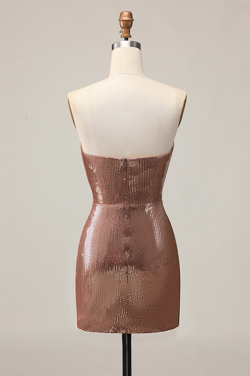 Load image into Gallery viewer, Sparkly Fuchsia Sweetheart Tight Sequin Short Prom Dress