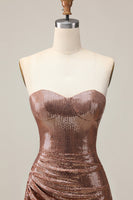 Load image into Gallery viewer, Sparkly Coffee Sweetheart Sequin Tight Short Prom Dress