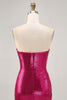 Load image into Gallery viewer, Sparkly Fuchsia Sweetheart Tight Sequin Short Prom Dress