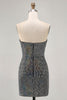 Load image into Gallery viewer, Sparkly White Silver Strapless Sequin Ruched Tight Short Prom Dress