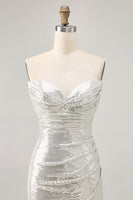 Load image into Gallery viewer, Sparkly Black Sequin Ruched Strapless Tight Short Prom Dress