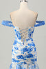 Load image into Gallery viewer, White and Fuchsia Floral Corset Tight Short Prom Dress with Appliques