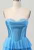Load image into Gallery viewer, Yellow Ruched Corset Sweetheart Short Prom Dress with Appliques