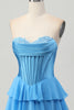 Load image into Gallery viewer, Yellow Ruched Corset Sweetheart Short Prom Dress with Appliques