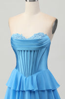 Load image into Gallery viewer, Yellow Ruched Corset Sweetheart Short Prom Dress with Appliques
