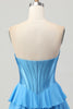 Load image into Gallery viewer, Fuchsia Ruched Sweetheart Corset Short Prom Dress with Appliques