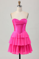 Load image into Gallery viewer, Yellow Ruched Corset Sweetheart Short Prom Dress with Appliques