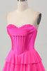 Load image into Gallery viewer, Yellow Ruched Corset Sweetheart Short Prom Dress with Appliques