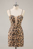 Load image into Gallery viewer, Sparkly Khaki Leopard Sequin Corset Tight Short Prom Dress