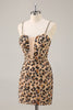 Load image into Gallery viewer, Sparkly Khaki Leopard Sequin Corset Tight Short Prom Dress