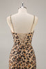 Load image into Gallery viewer, Sparkly Khaki Leopard Sequin Corset Tight Short Prom Dress
