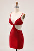Load image into Gallery viewer, Sparkly Red Cut Out Tight Short Prom Dress with Beading