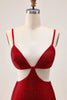 Load image into Gallery viewer, Sparkly Red Cut Out Tight Short Prom Dress with Beading
