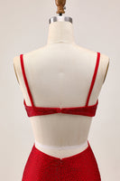 Load image into Gallery viewer, Sparkly Red Cut Out Tight Short Prom Dress with Beading