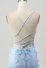 Load image into Gallery viewer, Sparkly Blue Floral Tight Corset Short Prom Dress with Sequins