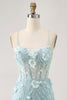 Load image into Gallery viewer, Sparkly Blue Floral Tight Corset Short Prom Dress with Sequins