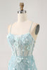 Load image into Gallery viewer, Sparkly Blue Floral Tight Corset Short Prom Dress with Sequins