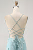 Load image into Gallery viewer, Sparkly Blue Floral Tight Corset Short Prom Dress with Sequins