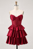 Load image into Gallery viewer, Sparkly Green Ruffles Corset Strapless Short Prom Dress with Beading