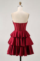 Load image into Gallery viewer, Sparkly Green Ruffles Corset Strapless Short Prom Dress with Beading