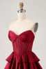 Load image into Gallery viewer, Sparkly Green Ruffles Corset Strapless Short Prom Dress with Beading