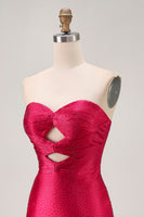 Load image into Gallery viewer, Sparkly Red Sweetheart Beaded Tight Short Prom Dress with Keyholes