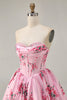 Load image into Gallery viewer, White Blue Sweetheart Floral Corset Short Prom Dress