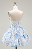 Load image into Gallery viewer, Pink Sweetheart Corset Floral Short Prom Dress