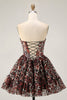 Load image into Gallery viewer, Khaki Cheetah Print Off the Shoulder Corset Short Prom Dress