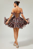 Load image into Gallery viewer, Khaki Cheetah Print Off the Shoulder Corset Short Prom Dress