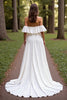 Load image into Gallery viewer, White Off the Shoulder Sweep Train Satin Wedding Dress with Sleeves