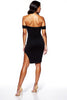 Load image into Gallery viewer, Black Off the Shoulder Tight Asymmetrical Cocktail Dress