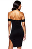 Load image into Gallery viewer, Black Off the Shoulder Tight Asymmetrical Cocktail Dress