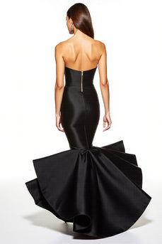 Black Corset Sweetheart Mermaid High-Low Black Tie Dress