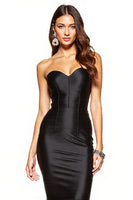 Load image into Gallery viewer, Black Corset Sweetheart Mermaid High-Low Black Tie Dress