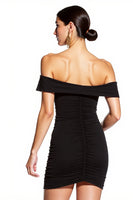 Load image into Gallery viewer, Black Ruched Off the Shoulder Tight Short Cocktail Dress