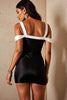Load image into Gallery viewer, Black and White Patchwork Corset Satin Cold Shoulder Tight Short Cocktail Dress
