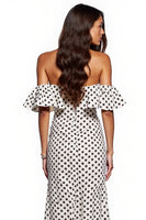 Load image into Gallery viewer, Black and White Maxi Sheath Polka Dot Dress with Slit