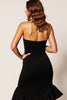Load image into Gallery viewer, Black Satin Strapless Asymmetrical Cocktail Dress with Slit