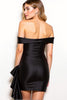 Load image into Gallery viewer, Black Satin Off the Shoulder Short Tight Cocktail Dress with Ruffles