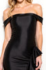 Load image into Gallery viewer, Black Satin Off the Shoulder Short Tight Cocktail Dress with Ruffles