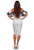 Load image into Gallery viewer, White and Black Floral Strapless Tight Midi Polka Dot Dress with Slit