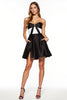 Load image into Gallery viewer, Black and White Patchwork Strapless Satin Short Cocktail Dress with Pockets