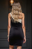 Load image into Gallery viewer, Black and White Patchwork One Shoulder Short Tight Cocktail Dress