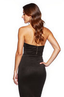 Load image into Gallery viewer, Simple Black Sweetheart Satin Midi Tight Cocktail Dress