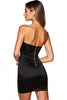 Load image into Gallery viewer, Sparkly Black Sweetheart Satin Tight Short Cocktail Dress with Rhinestone